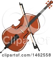 Clipart Of A Double Bass And Bow Royalty Free Vector Illustration