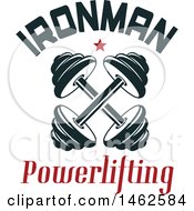 Poster, Art Print Of Crossed Dumbbell And Ironman Text Design