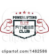 Poster, Art Print Of Male Bodybuilders Arms And Shield Text Design