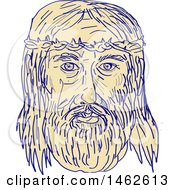 Clipart Of The Face Of Jesus Christ With Crown Of Thorns In Drawing Sketch Style Royalty Free Vector Illustration