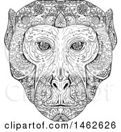 Black And White Rhesus Macaque Face In Mandala Style