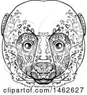 Clipart Of A Black And White Lemur Face In Mandala Style Royalty Free Vector Illustration by patrimonio