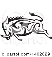 Poster, Art Print Of Tribal Boar Charging In Black And White