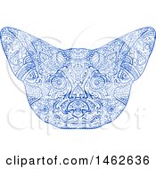 Poster, Art Print Of Blue Fennec Fox Face In Mandala Style