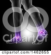 Clipart Of A 3d Man With Glowing Purple Ankle Joints On Gray Royalty Free Illustration