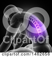 Poster, Art Print Of 3d Man With Glowing Purple Spine On Gray