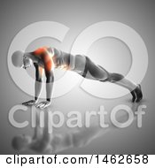 3d Man With Glowing Muscles Used During Pushups On Gray