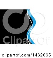 Clipart Of A Background Business Card Design Of Black White And Blue Waves Royalty Free Vector Illustration