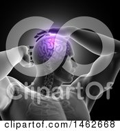 Poster, Art Print Of 3d Man With Glowing Purple Brain On Gray