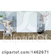 3d Large Blank Canvas Leaning Against A Wall In A Room