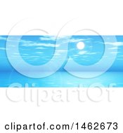 Poster, Art Print Of Blue Widescreen Landscape Of 3d Sky And Ocean