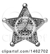 Poster, Art Print Of Black And White Vintage Etched Engraved Sheriff Star Badge