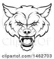 Clipart Of A Black And White Wolf Mascot Head Royalty Free Vector Illustration
