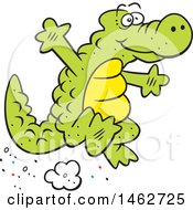 Clipart Of An Alligator Or Crocodile Jumping Royalty Free Vector Illustration by Johnny Sajem