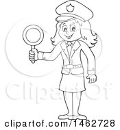 Poster, Art Print Of Black And White Police Woman Holding A Sign