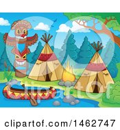 Poster, Art Print Of Native American Camp Site On A River