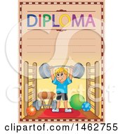 Poster, Art Print Of Diploma Of A Boy Playing Lifting Weights In A Gym