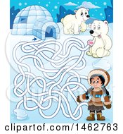 Poster, Art Print Of Maze Of An Eskimo Girl Polar Bears And Igloo