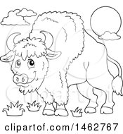 Poster, Art Print Of Black And White Happy Bison