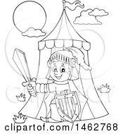 Poster, Art Print Of Black And White Knight Emerging From A Tent