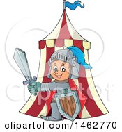 Poster, Art Print Of Happy Knight Emerging From A Tent