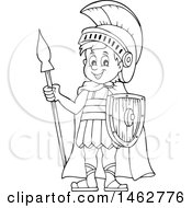 Poster, Art Print Of Black And White Roman Soldier With A Spear