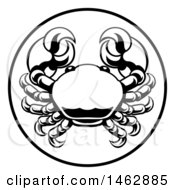 Clipart Of A Black And White Zodiac Horoscope Astrology Cancer Crab Circle Design Royalty Free Vector Illustration by AtStockIllustration