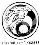 Clipart Of A Black And White Zodiac Horoscope Astrology Capricorn Circle Design Royalty Free Vector Illustration