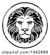 Clipart Of A Black And White Zodiac Horoscope Astrology Leo Lion Circle Design Royalty Free Vector Illustration