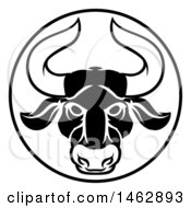 Poster, Art Print Of Black And White Zodiac Horoscope Astrology Taurus Bull Circle Design