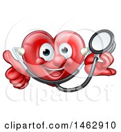 Poster, Art Print Of Happy Red Love Heart Character With A Stethoscope Giving A Thumb Up