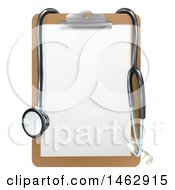 Poster, Art Print Of 3d Stethoscope Draped On A Clip Board