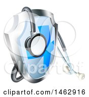 Poster, Art Print Of 3d Stethoscope Draped On A Medical Shield