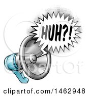 Clipart Of A Megaphone With A Huh Speech Bubble Royalty Free Vector Illustration by AtStockIllustration