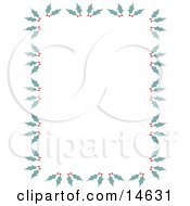 Poster, Art Print Of Stationery Border Of Holly And Berries
