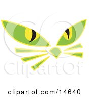 Poster, Art Print Of Pair Of Green Cat Eyes And Whiskers Glowing In The Dark