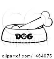 Poster, Art Print Of Black And White Dog Bone In A Bowl