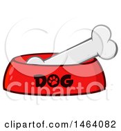 Clipart Of A Dog Bone In A Bowl Royalty Free Vector Illustration by Hit Toon