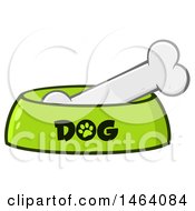 Clipart Of A Dog Bone In A Bowl Royalty Free Vector Illustration