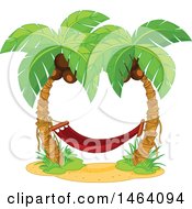 Poster, Art Print Of Red Hammock Between Two Coconut Palm Trees