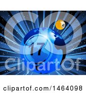 Clipart Of A Lottery Of Bingo Ball Earth And Yellow Ball In Orbit Over Rays Royalty Free Vector Illustration
