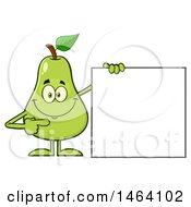 Poster, Art Print Of Pear Mascot Character Pointing To A Blank Sign