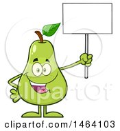 Poster, Art Print Of Pear Mascot Character Holding A Blank Sign