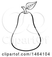 Clipart Of A Black And White Pear Royalty Free Vector Illustration