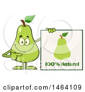 Poster, Art Print Of Pear Mascot Character Holding A Natural Sign