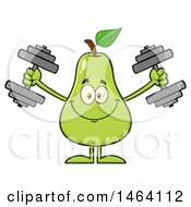 Poster, Art Print Of Pear Mascot Character Working Out With Dumbbells