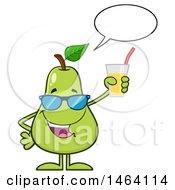 Poster, Art Print Of Pear Mascot Character Talking And Holding A Glass Of Juice
