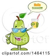 Poster, Art Print Of Pear Mascot Character Talking And Holding A Glass Of Juice