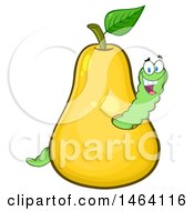 Poster, Art Print Of Happy Worm In A Yellow Pear