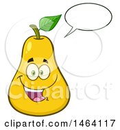 Clipart Of A Yellow Pear Mascot Character Talking Royalty Free Vector Illustration